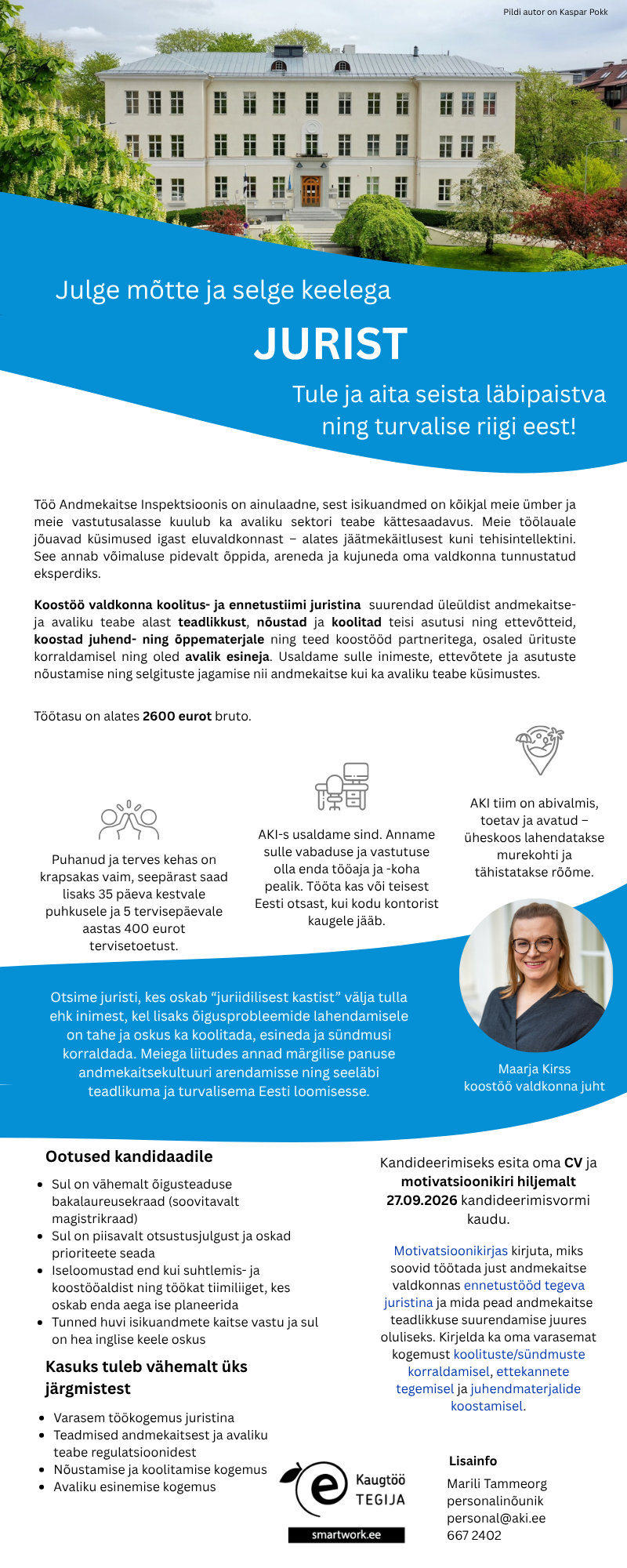 Juristi töökuulutus koolitus- ja ennetustiimi